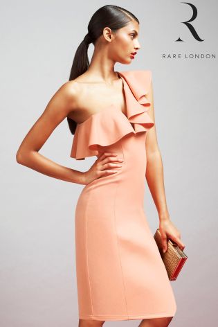 Rare One Shoulder Frill Midi Dress